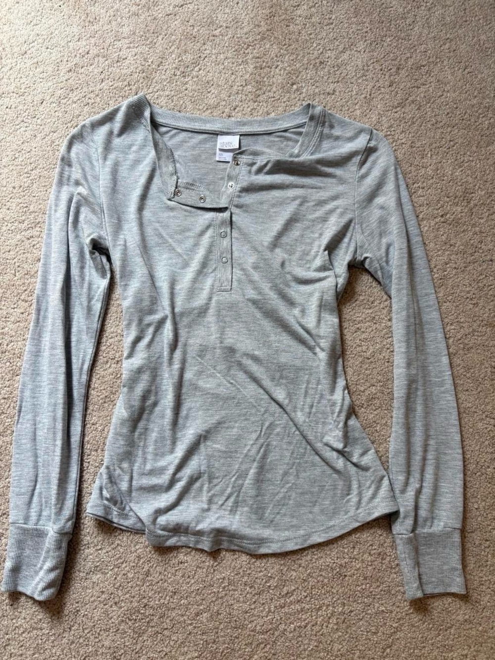 Light Gray Women's Long-Sleeve Henley Top